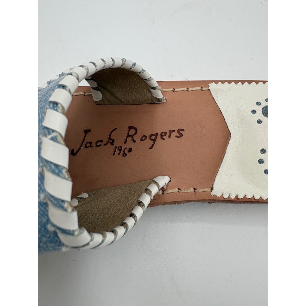 Jack Rogers Sailboat Embroidered Denim Navajo Sandals Blue White Womens 10M - Picture 5 of 8